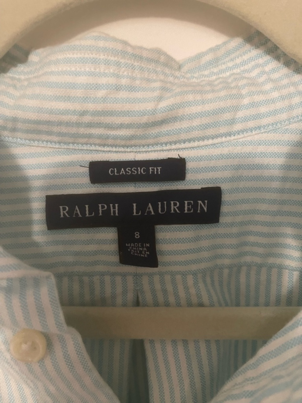 Ralph Lauren Light Blue and White Striped Button-Down Shirt - Picture 4 of 8